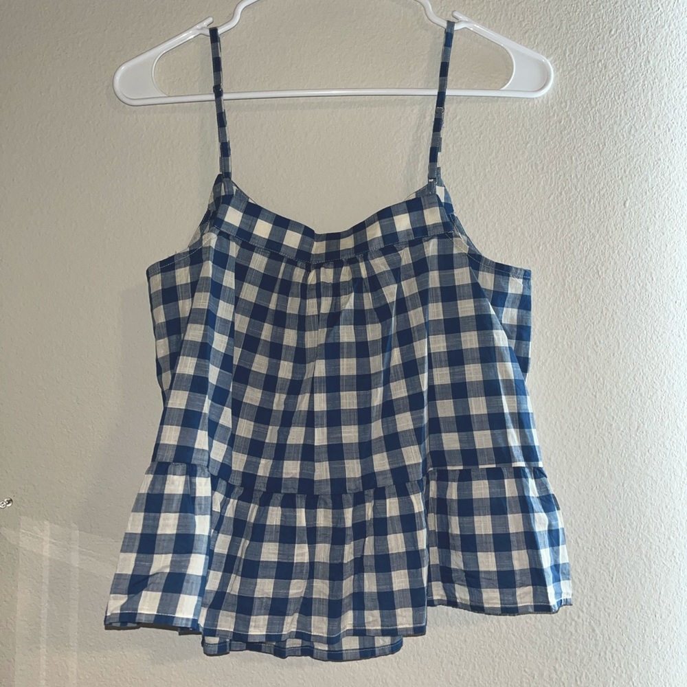 GAP Flowey, Cropped, Checkered, Tiered Tank Top